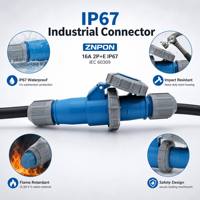 Prise d'alimentation CEE étanche IP67 16A 240V 3 broches 2P+E, bleue, mâle, pour bateau et industrie