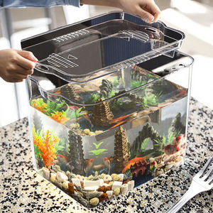 <span class=keywords><strong>Aquarium</strong></span> de bureau autonettoyant RU1120, petit, avec réservoir en plastique transparent unique, mini élevage de poissons paresseux, remplacement gratuit - Product Image 3