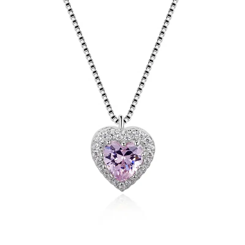 Elegant Women Jewelry Love Heart Crystal Pendant Necklace Silver Heart Pendant Necklace For Love