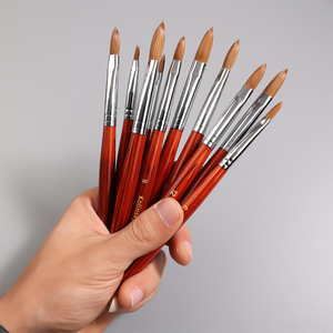 Pinceau à ongles en poils de Kolinsky <span class=keywords><strong>Sable</strong></span> avec manche en bois rouge, embout rond OEM de 14 à 24 mm, taille 20%-100%, avec pinceau acrylique pour le soin des ongles - Product Image 3