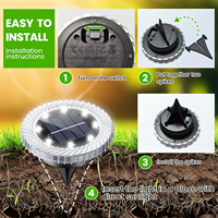 Mini lampes de sol solaires IP65 étanches lumières de voie à énergie solaire lumière de disque solaire extérieure 8LED pour chemin de pelouse de jardin de passerelle