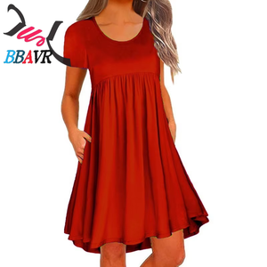 2025 New Arrival Women's Clothing <b>Plus</b> <b>Size</b> Casual Short Sleeve Dresses With O-neck Solid Pattern Fashion - Product Image 3