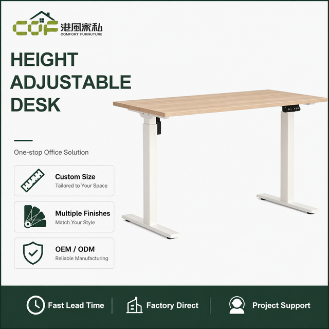 Electric Adjustable Height Office Desk with Steel & Aluminum Alloy Construction Eco-Friendly Modern Design