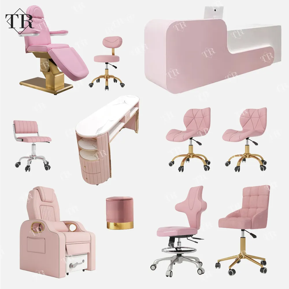 Turri Custom Pink Pedicure Manicure Nail Beauty Salon Station Muebles Sillas Mesa Masaje de pies Spa Silla de lujo para la venta