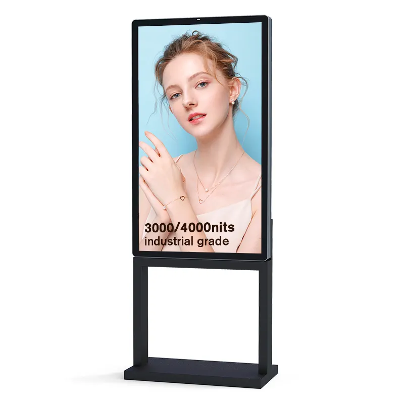 Layar sentuh digital dalam ruangan, layar tampilan iklan dalam ruangan android 4k LCD, warna putih 43 55 65 inci