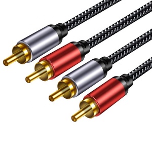 China todo cobre Hi-Fi Dual blindado OFC 2RCA macho <span class=keywords><strong>a</strong></span> 2RCA macho estéreo <span class=keywords><strong>Subwoofer</strong></span> altavoz <span class=keywords><strong>amplificador</strong></span> <span class=keywords><strong>Cable</strong></span> <span class=keywords><strong>de</strong></span> Audio M/M - Product Image 1