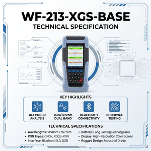 WF213 XGSPON GPON PON OLT ID Analysis App, Probador Portátil Multifunción de Red de Fibra Óptica con Medidor de Potencia Óptica - Product Image 1