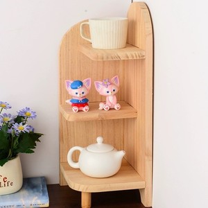 <b>Pine</b> Wood Corner <b>Shelf</b> 3 Tier Standing Type Durable Storage Rack For Home Office Desk Organization - Product Image 3