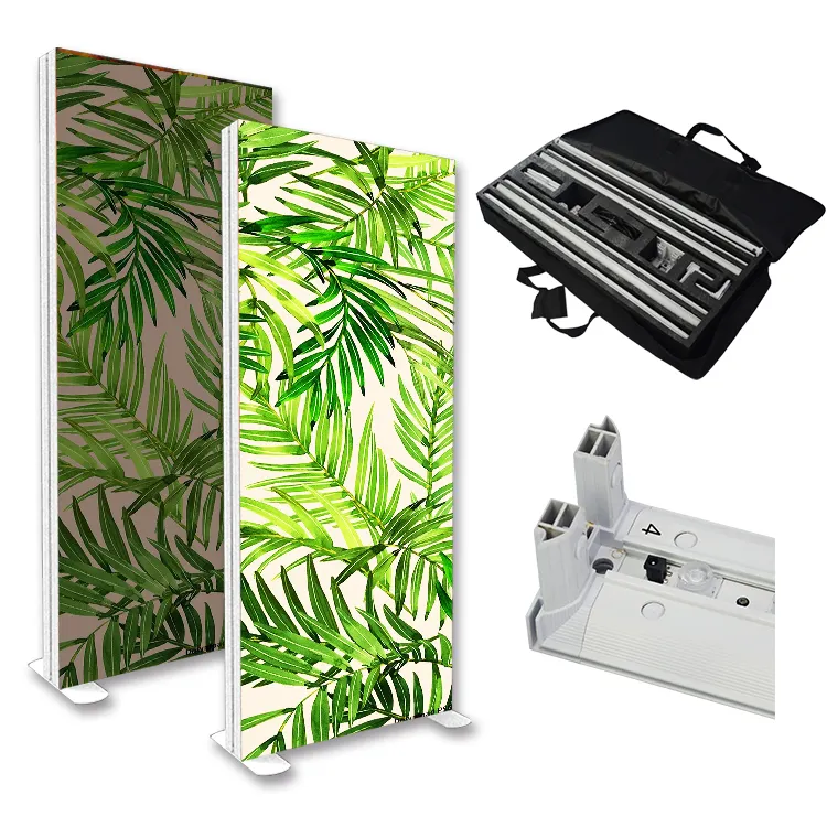 Edgelit Тонкий двухсторонний безрамный тканевый Лайтбокс для торговых выставок