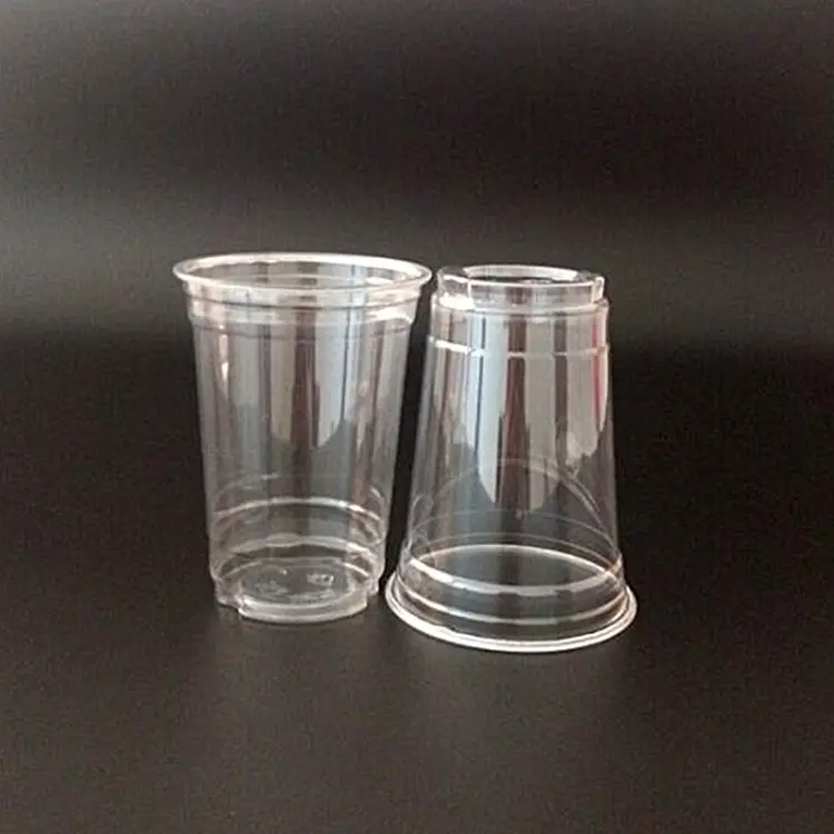 Одноразовая пластиковая прозрачная холодная Кофейная чашка для холодного кофе с плоской крышкой и соломой