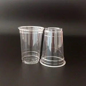 BPA ücretsiz 8 12 16 24oz 32 oz tek kullanımlık plastik Pet temizle şeffaf soğuk Boba tatlı kahve buzlu fincan düz kapak ve saman ile