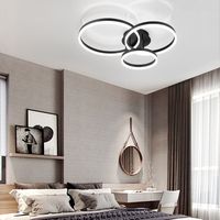 Plafonnier rond noir doré de style nordique pour la décoration de la maison, chambre à coucher, salon, luminaire moderne