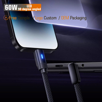 Cable de Carga Rápida PD de 60W, Tipo-C a C, USB 3A 20V, con Malla de Nailon Trenzada, para Computadora, Venta al Por Mayor