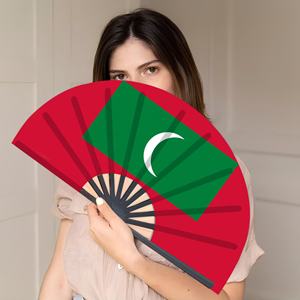 Drapeau des Maldives Ventilateur de poche 33cm Île de l'océan <span class=keywords><strong>Indien</strong></span> Ventilateur décoratif léger à thème océanique ouvert et fermé - Product Image 5