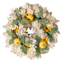 Offre Spéciale pas cher artificiel lierre vignes feuilles automne érable guirlande citrouille pin cône récolte couronne pour automne décor
