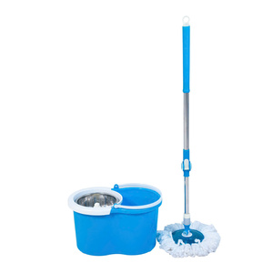 Fregona de 360 grados, sistema de limpieza del hogar, cabezal de fregona de suelo giratorio, tubo de acero inoxidable con cubo - Product Image 1