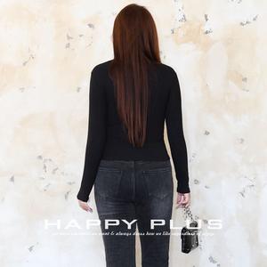 Camiseta de Punto de Manga Larga con Cuello en V para Mujer, Marca Runqi, Color Gris Oscuro, Corte Ajustado, Color Sólido, Base de Algodón, Talla XL - Product Image 2