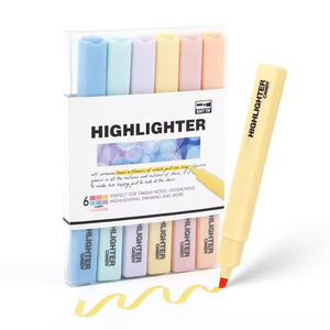 Marcadores Fluorescentes NOVISON de Punta Oblicua, 6 Colores, Resaltador Suave para Diario, Agenda, Notas, Material Escolar y de Oficina - Product Image 1