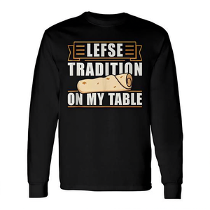 T-shirt a maniche lunghe Lefse Tradition On My Table con design del pane piatto norvegese - Product Image 2