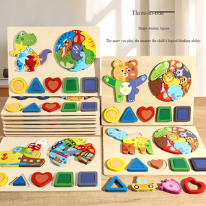 Puzzle in Legno Montessori Tre-in-Uno a Forma di Animale, Gioco Sensoriale Educativo per Bambini dai 2 ai 7 <span class=keywords><strong>Anni</strong></span> - Product Image 3