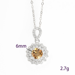 Collier pendentif simple en pierre naturelle double fleur avec halo, en argent sterling 925, pierres précieuses colorées, bijoux quotidiens pour femmes - Product Image 6