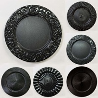 Plateau rond noir à motifs différents en plastique épaissi, isolant thermique, bol à fruits avancé, assiettes décoratives pour Halloween