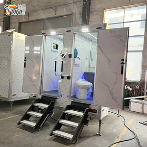 Remolque de Baño Portátil de Lujo con 2 Estaciones para Fiestas en el Jardín, Baño Móvil de Alta Calidad, Venta Directa de Fábrica - Product Image 1
