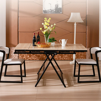 WT-B09 Table à manger carrée multifonctionnelle transformable, mécanisme de transformation déformable, pliage floral, mobilier de maison, fer, 120 kg