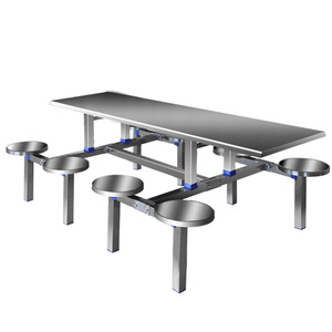 Banc et tabouret en acier inoxydable pour cantine scolaire, table et chaise combinées, restaurant de restauration rapide YY 03 pliable et personnalisable - Product Image 2