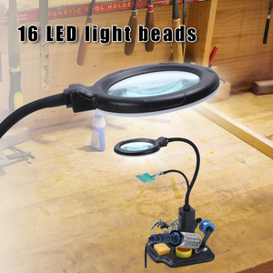 4 X Led Licht Handsfree Lamp Plus Vergrootglas Led Vergrootlamp Met Derde Hand En Alligator Clips - Product Image 2