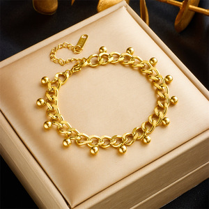 High End <b>Titanium</b> Steel <b>Chain</b> Bracelet With Diamond And Pearl Accents Gift Jewelry - Product Image 2