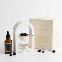 Diffuseur d'huiles essentielles de luxe en pierre volcanique, ensemble cadeau, brûleur de parfums en pierre de plâtre avec boîte personnalisée