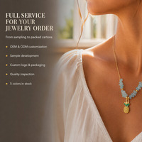 Collier en pierres précieuses naturelles, chaîne en acier inoxydable, pendentif ananas, bijoux faits à la main, perles, bijoux d'été pour femmes