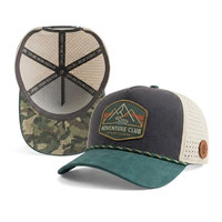 Casquette de baseball personnalisée avec patch brodé, design Adventure Club, perforations laser, fermeture snapback