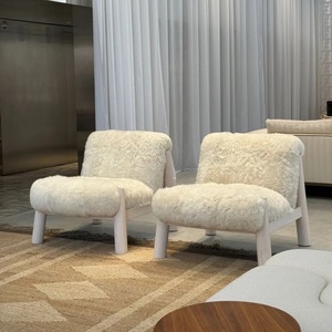 Set di Poltrona <span class=keywords><strong>e</strong></span> Divano Ergonomici di Lusso in Lana Color Crema, Fatti a Mano, Morbidi, per Soggiorno, Ufficio, Hotel <span class=keywords><strong>e</strong></span> Palestra - Product Image 3