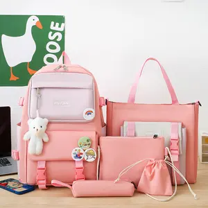 Custom Wholesale Trendy Fashion Water Resistant 5 Pcs Student Shoulders Bag Korean Version Backpack School Bags For Girls