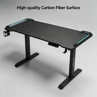 Table de jeu électrique ergonomique réglable en hauteur, bureau debout avec surface en fibre de carbone, moteur unique, contrôle de mémoire, rectangulaire