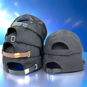 Casquette de baseball homme 5 panneaux A-Frame, couronne moyenne, bicolore, 100% polyester, avec logo brodé 3D noir, faible quantité minimale de commande - Product Image 6