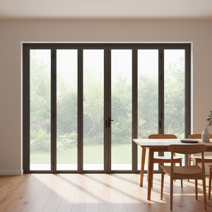 Puerta Plegable de Vidrio con 6 Hojas de Aleación de Aluminio FEM75, Aislamiento Acústico, Garantía de 5 Años, para Restaurante/Cafetería, Uso Comercial - Product Image 1