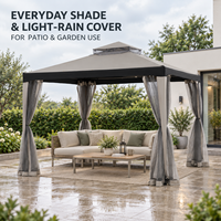 Gazebo en acier couleur RAL personnalisée 3x3M, auvent extérieur à double niveau avec rideaux en filet, service OEM pour les grossistes B2B
