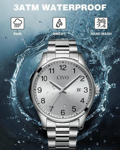 <span class=keywords><strong>Civo</strong></span> นาฬิกาสแตนเลสผู้ชาย3BAR กันน้ำควอตซ์อะนาล็อก41มม. กดแป้นหมุนได้กระดุมสไตล์สปอร์ตแฟชั่น - Product Image 4