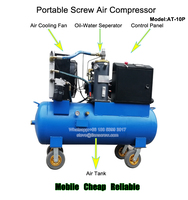 Compresseur d'air vertical professionnel à faible bruit, sans huile, avec moteur 10hp