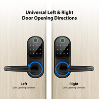Serrure de porte intelligente économique modèle USA avec affichage du mot de passe, empreinte digitale, Ttlock/Tuya WiFi, serrure numérique à pêne dormant unique US, couleur argent