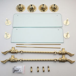 JIENI Étagère murale en <span class=keywords><strong>verre</strong></span> doré à double couche pour salle de bain, gel <span class=keywords><strong>douche</strong></span> et shampoing, support de rangement - Product Image 2
