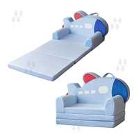 Canapé-lit pliable portable pour enfants, motif dessin animé avion, éponge haute densité, pour la détente de bébé
