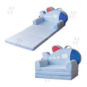 Sillón Infantil <span class=keywords><strong>Plegable</strong></span> Portátil, Cama de Esponja de Alta Densidad con Diseño de Avión de Dibujos Animados para el Descanso del Bebé - Product Image 1