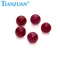 Saphir étoile artificiel, rubis rouge, forme sphérique/forme de boule, corindon rouge sans trou