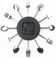 Jam dinding restoran, Stainless Steel pisau sendok garpu dapur restoran jam dinding dekorasi rumah jam dinding