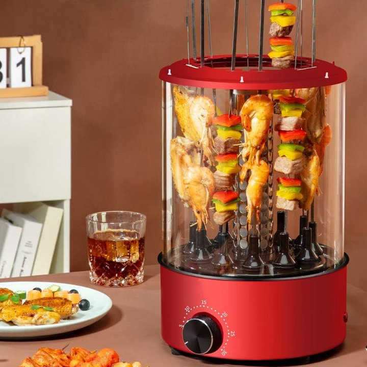 Aparatos de cocina pequeños de alta potencia de 1000W, máquina de barbacoa Doner Kebab eléctrica portátil, parrilla de barbacoa sin humo