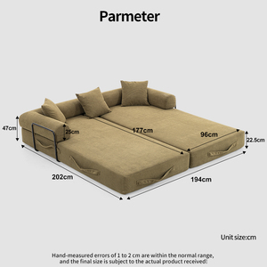 Convertible <b>Sofa</b> <b>Bed</b> Queen Folding Floor Couch Corduroy Fold Out Couch <b>Bed</b> Sleeper Mattress Boneless <b>Sofa</b> Comfy Lounge Loveseat - Product Image 2